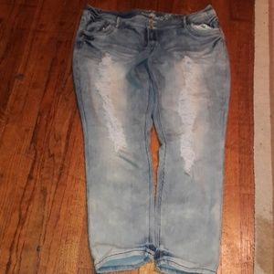 Plus size distressed jeans